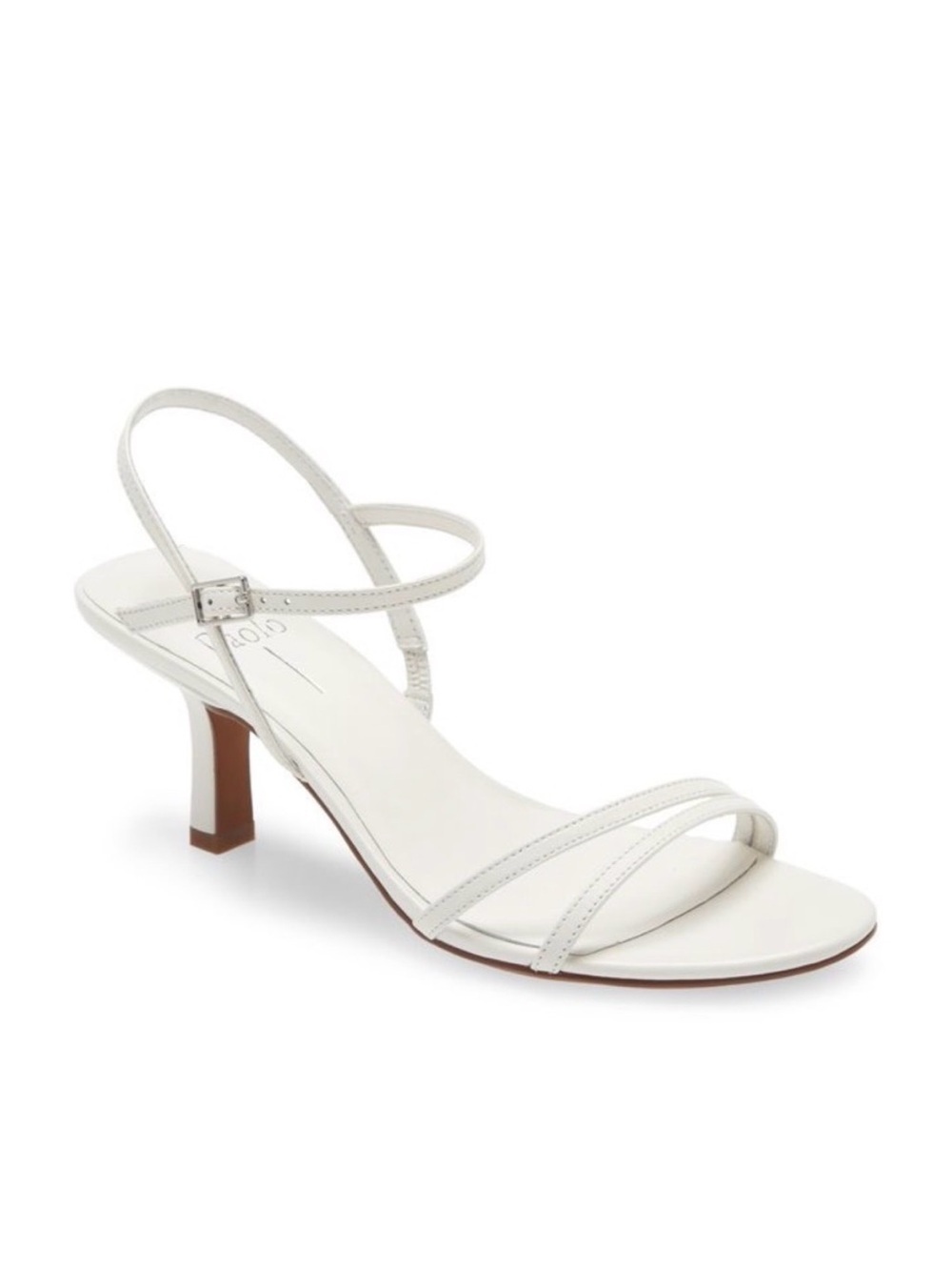 Paolo White Minimal Strappy Slingback Heel